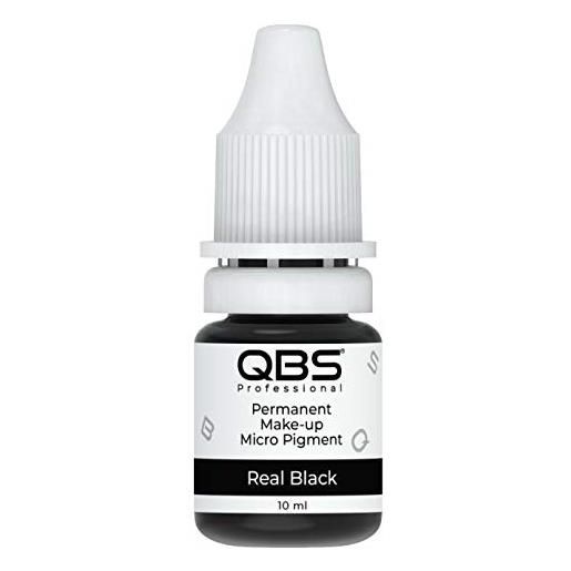 QBS - pigmenti per microblading delle sopracciglia, 10 ml, da usare con macchina e a mano, scelta di 9 colori, prodotti per trucco semipermanente, colore: nero puro (real black)