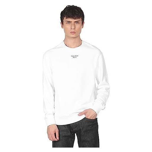 Calvin Klein Jeans stacked logo crew neck j30j320044 felpe, bianco (bright white), xs uomo