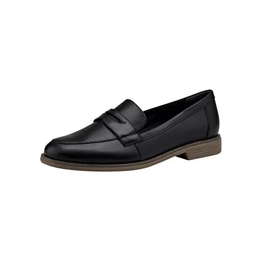 Tamaris donna mocassini, signora pantofole, scarpe business, scarpe eleganti, scarpe da college, pantofola, scarpe basse, black leather, 38 eu
