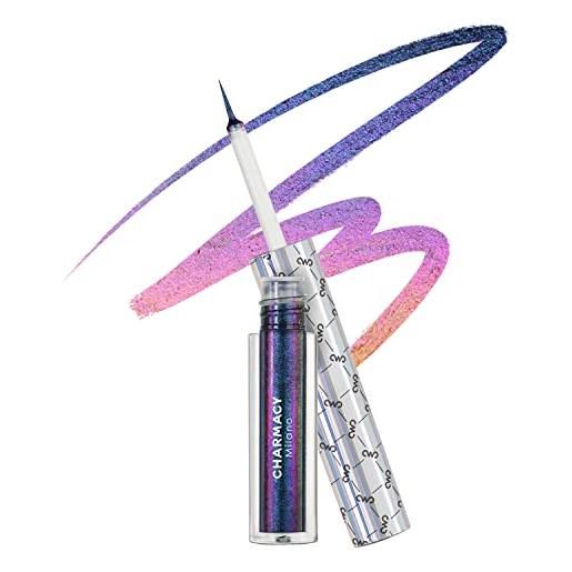 Charmacy chameleon glitter liquid eyeliner, metallic shift color shift liner, highly pigmented, 24h long lasting, waterproof and anti-smudge, ultra-fine tip (#904)