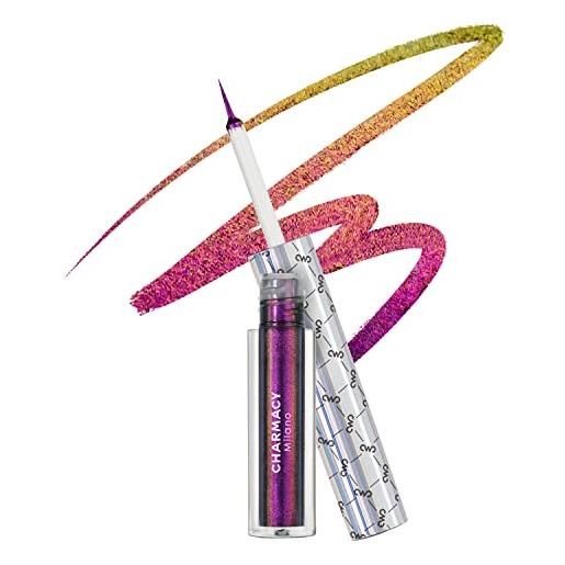 Charmacy chameleon glitter liquid eyeliner, metallic shift color shift liner, highly pigmented, 24h long lasting, waterproof and anti-smudge, ultra-fine tip (#903)