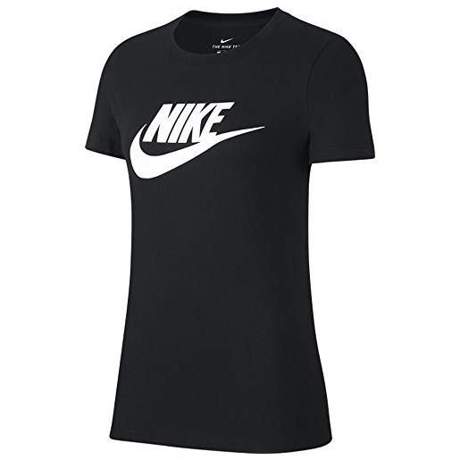 Nike w nsw tee essntl icon futura, t shirt donna, bianco (white/black), 16