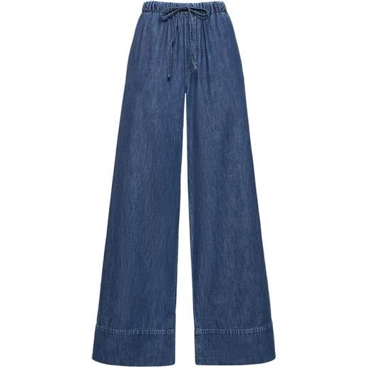VALENTINO jeans larghi vita alta in denim chambray