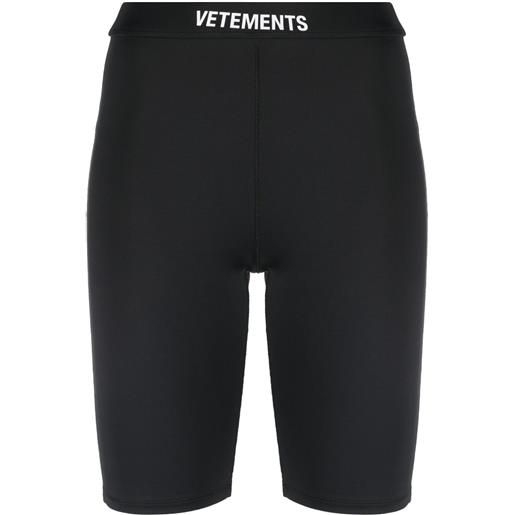 VETEMENTS shorts con banda logo - nero