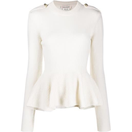 Alexander McQueen maglione con balza - bianco