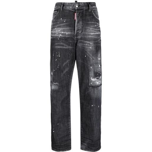 Dsquared2 jeans crop effetto vernice - nero