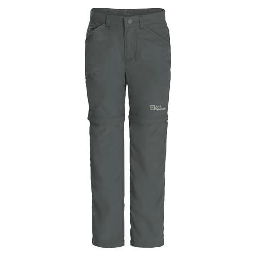 Jack Wolfskin safari zip off pants k, pantaloni outdoor unisex-bambini, siepe verde, 164