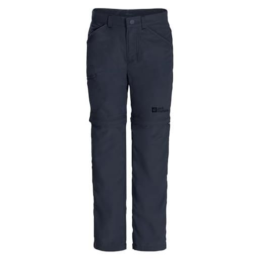 Jack Wolfskin safari zip off pants k, pantaloni da esterno unisex-bambini, everest blue, 128