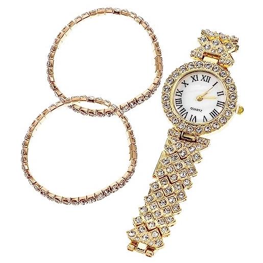 VILLCASE orologio da donna, orologi da donna, orologio alla moda, cinturino e orologio da polso portatile con strass e cinturino in diamanti orologi per donna e ragazze, oro, 20x3.5cm, sport