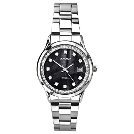 Sekonda midnight star 40325 - orologio da donna con quadrante in madreperla nera, bracciale