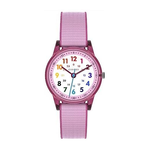 Cander Berlin mna 0130 f - orologio da polso per bambini, in velcro, impermeabile, 3 atm, colore: rosa