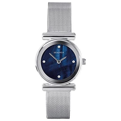 Sekonda orologio da donna analogico al quarzo con quadrante blu e cinturino milanese 40344