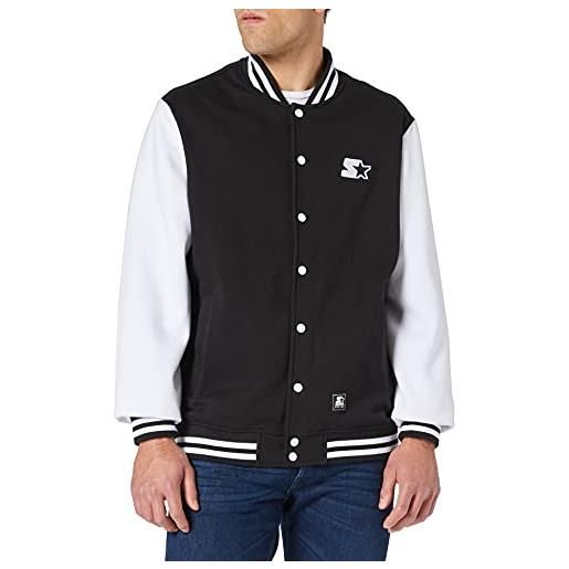 Starter black label giacca starter college in pile, nero/bianco, s uomo