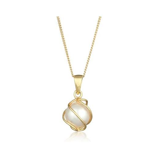 Elli premium - collana da donna con ciondolo spirale perla di acqua dolce, oro giallo 375, perla sintetica bianco 45 cm - 0109690214 45