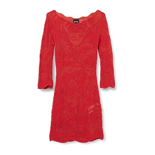 Just Cavalli vestito, 305j red jacquard, l donna