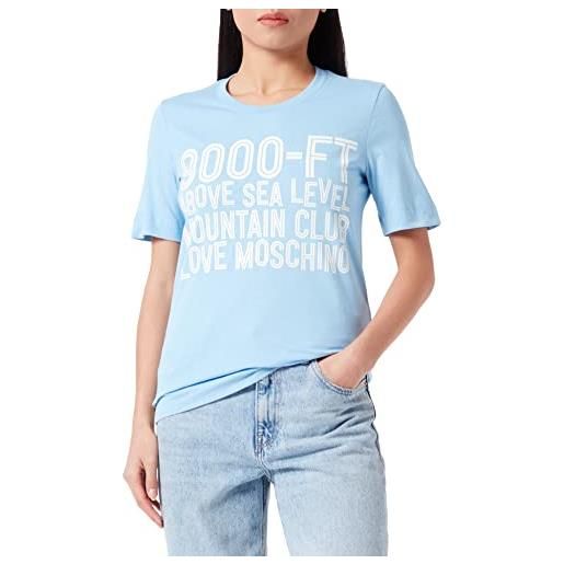 Love Moschino vestibilità normale, maniche corte con stampa impermeabile di 900 metri t-shirt, bianco, 44 donna