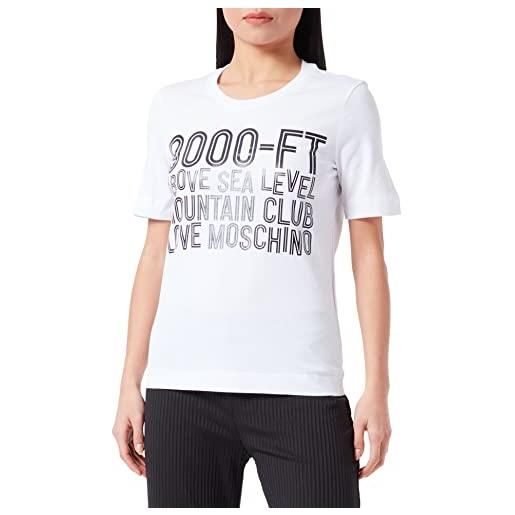 Love Moschino vestibilità normale, maniche corte con stampa impermeabile di 900 metri t-shirt, grigio mélange medio, 48 donna