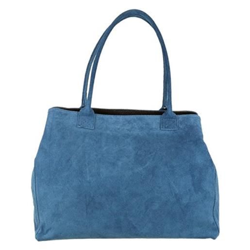 Girly handbags - borsa a tracolla espandibile in vera pelle scamosciata italiana, grigio