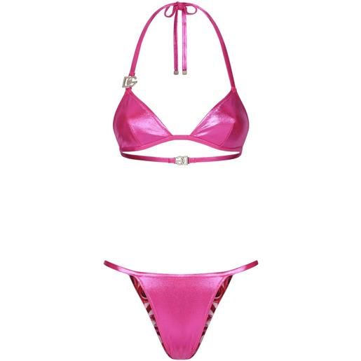 Dolce & Gabbana set bikini dg con logo - rosa