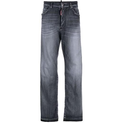 Dsquared2 jeans dritti con effetto schiarito - grigio