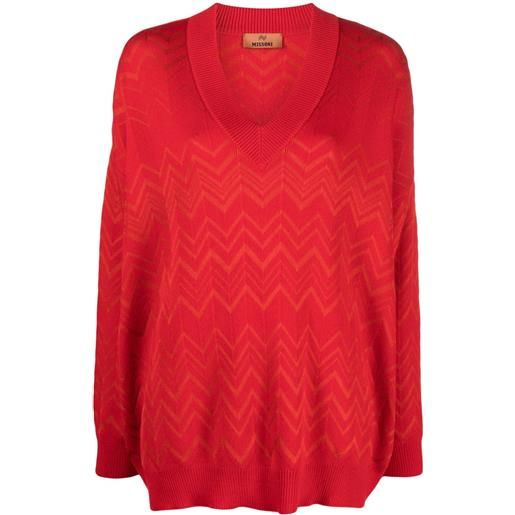 Missoni maglione con scollo a v - rosso