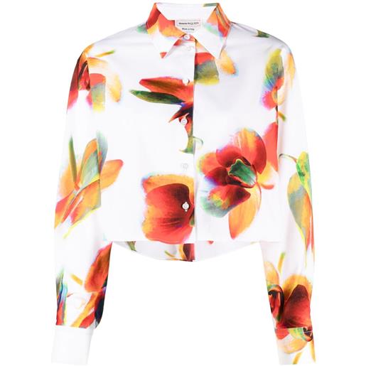 Alexander McQueen camicia crop a fiori - bianco