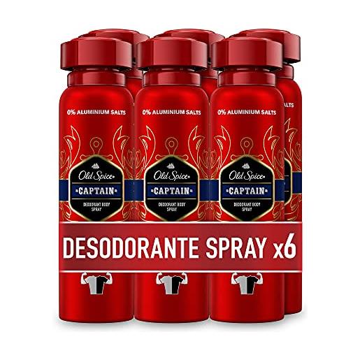 Old Spice deodorante spray captain - confezione da 6 x 150 ml (900 ml total)