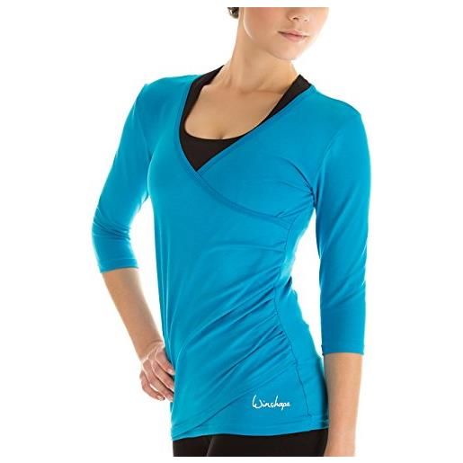 Winshape - maglia con maniche a 3/4-maniche, avvolgente, per fitness yoga pilates, per il tempo libero