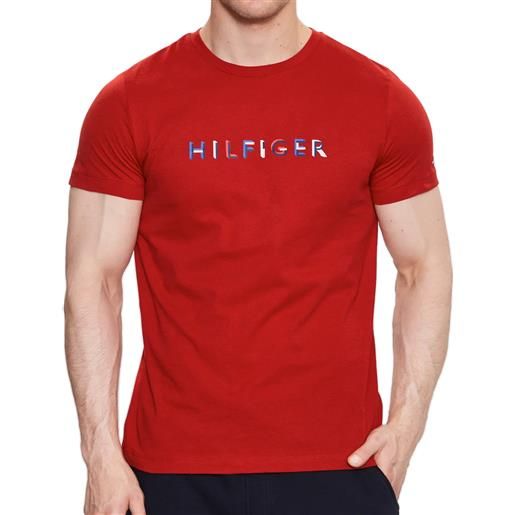 Tommy Jeans tommy hilfiger t-shirt da uomo slim fit con logo ricamato rossa