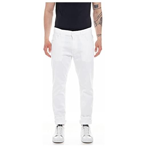 REPLAY jeans uomo mickym slim fit elasticizzati, bianco (white 001), w29 x l34