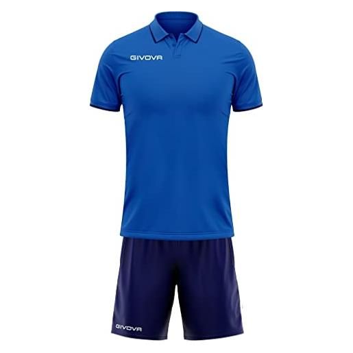 GIVOVA kit032, maglia e pantaloncino da calcio unisex - adulto, azzurro/blu, 4xs