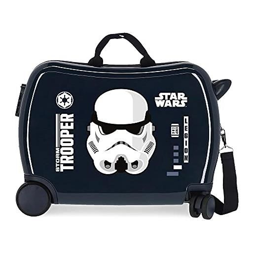 Star Wars storm - valigia per bambini, blu, 50 x 38 x 20 cm, rigida abs, chiusura a combinazione laterale, 34 l, 1,8 kg, 4 ruote, bagaglio a mano