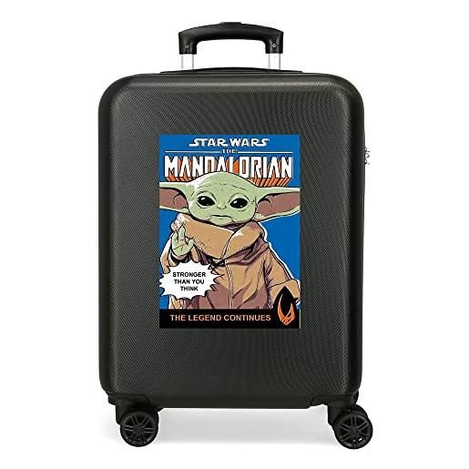 Star Wars the mandalorian - valigia da cabina nera 38 x 55 x 20 cm rigida abs chiusura a combinazione laterale 34 2 kg 4 ruote doppie bagaglio a mano