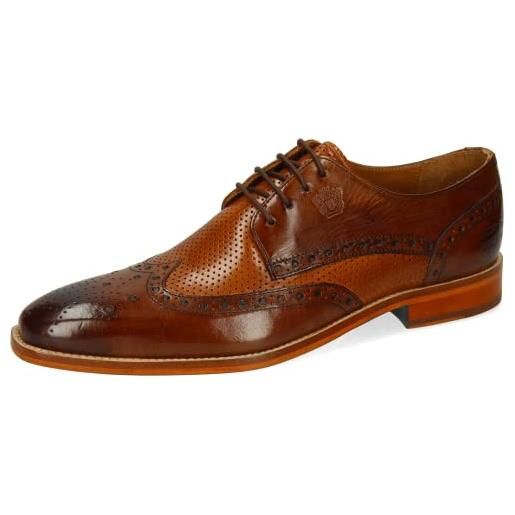 Melvin & hamilton mh hand made shoes of class martin 15, scarpe stringate brouge uomo, multicolore (tan navy berlin-tan), 42 eu