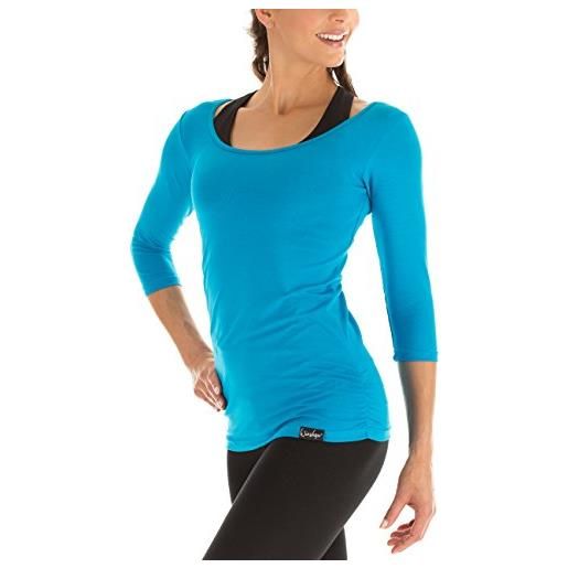 WINSHAPE maglietta da donna per fitness yoga pilates, winshape, maniche a 3/4 , blu - blu - night blue, s