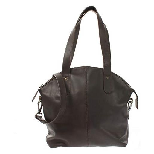 LECONI borsa a spalla shopper borsa da donna borsa in pelle borsa con manico natura borsa da donna in pelle 33x30x10cm marrone scuro le0060