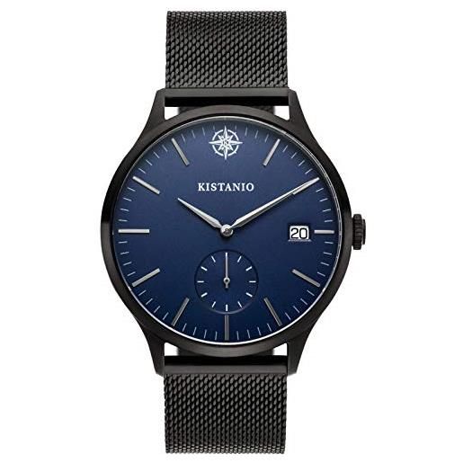 Kistanio kis-str-40-115 - orologio da uomo stratolis in vetro zaffiro, mesh nero e blu con fascia milanese