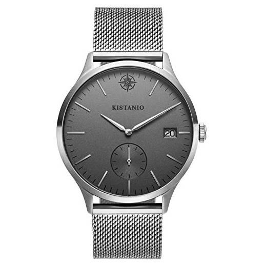 Kistanio kis-str-40-126 - orologio da uomo stratolis in vetro zaffiro e rete grigio con cinturino milanese