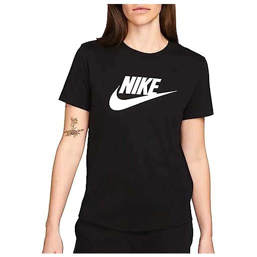 Nike sw essntl maglietta da escursionismo, nero/bianco, xl donna