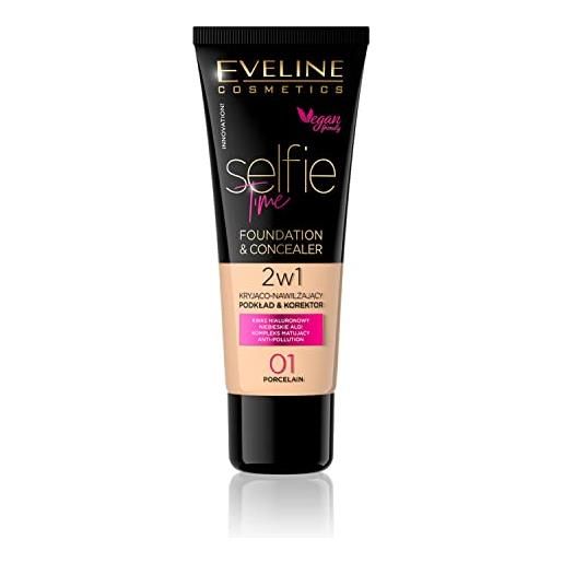 Eveline Cosmetics selfie time foundation and concealer 2in1 01 porcelain 30ml