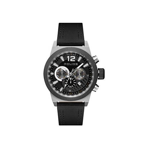 Orologio Uomo Police PEWJF0022501 Al Quarzo, Cassa In Acciaio, Cinturino In Pelle Nera
