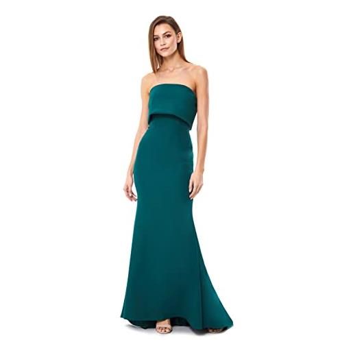 Jarlo London blaze strapless maxi dress with overlay, dark green, 42 women's