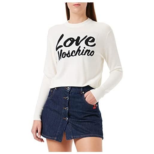 Love Moschino skirt-shorts wiith button placket and rubber label pantaloncini casual, blue denim, 38 da donna