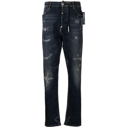 Philipp Plein jeans slim a vita bassa - blu