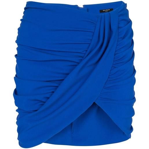 Balmain minigonna con arricciatura - blu