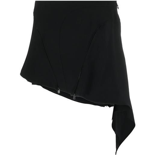 Mugler minigonna asimmetrica drappeggiata - nero