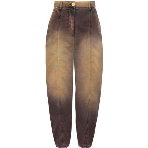 Balmain jeans affusolati con fantasia tie dye - marrone
