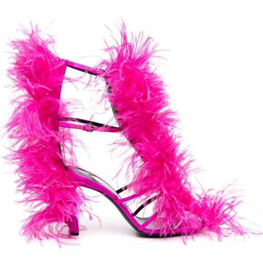 AREA amazona 100mm feather-embellished sandals - rosa