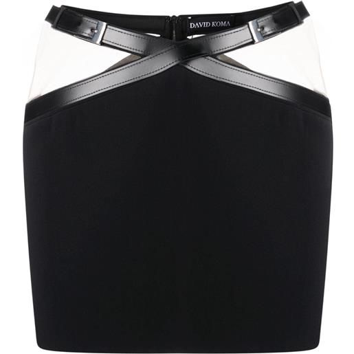 David Koma mesh-panel high-waist skirt - nero