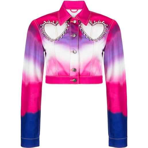 AREA giacca denim heart crop con dettaglio cut-out - rosa